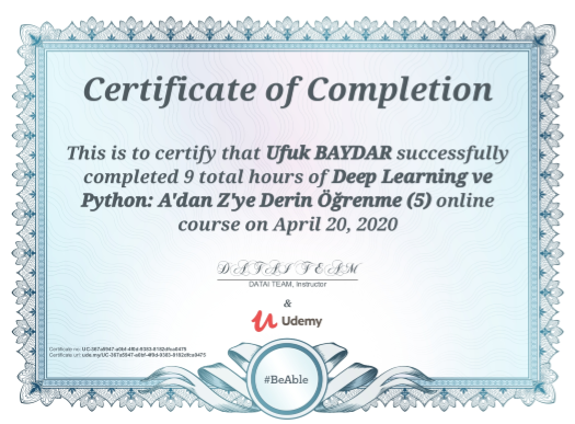 Deep Learning Certificate